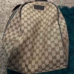 Gucci Monogram Beige and Brown Backpack